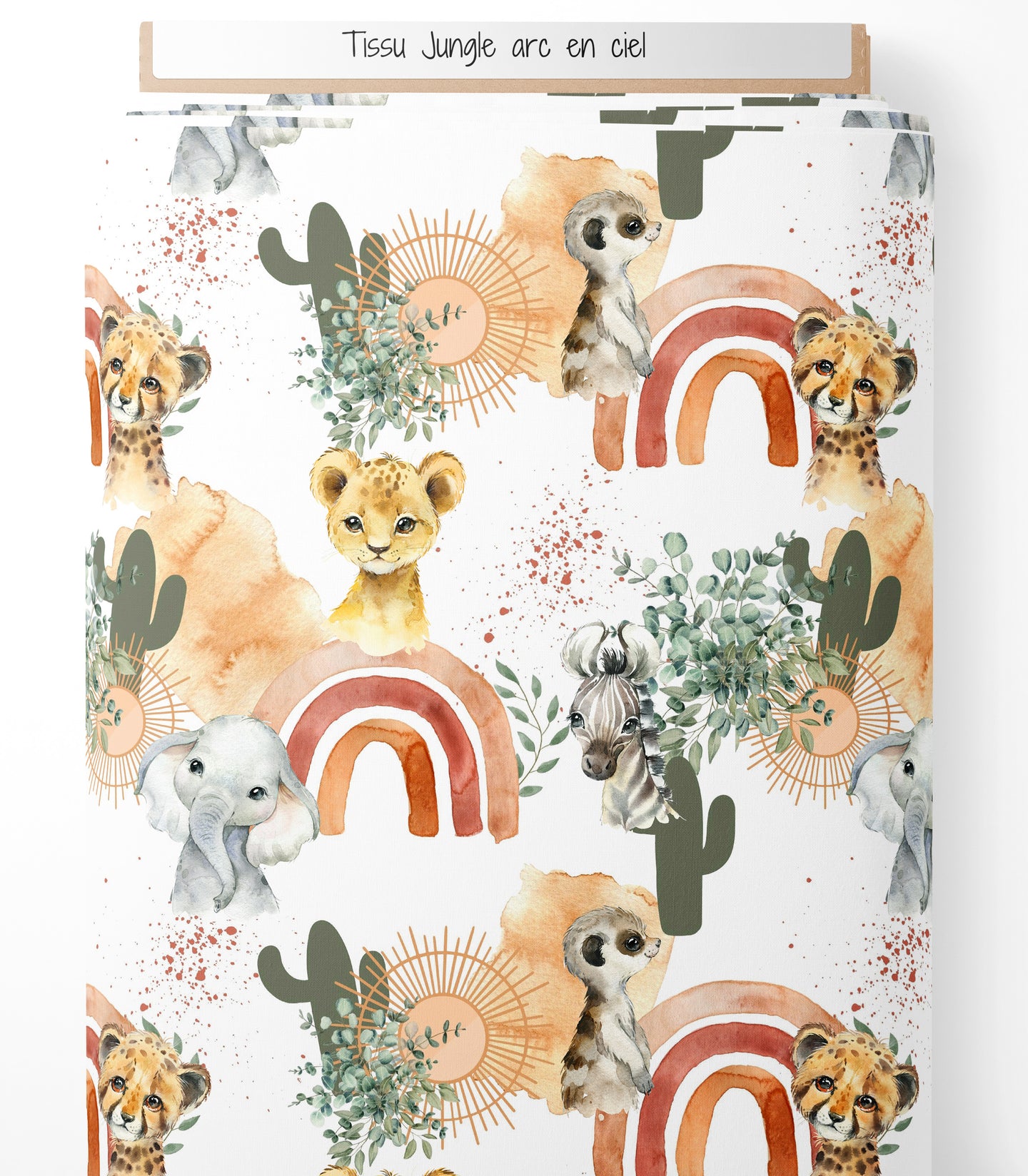 Tissu - Jungle arc en ciel