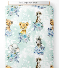 Tissu - Jungle fleurs bleues