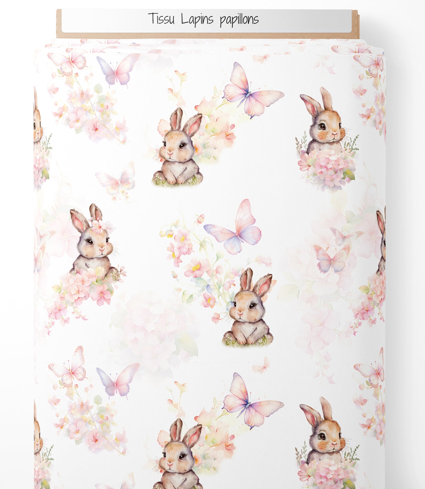 Tissu - Lapins papillons