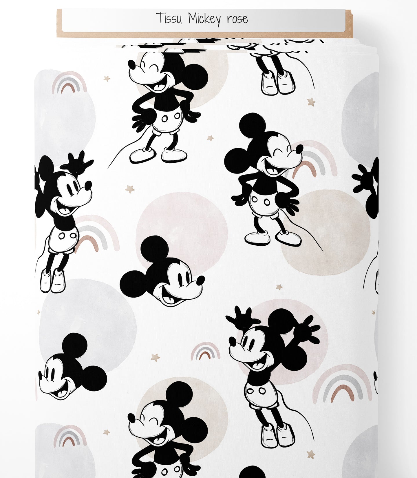 Tissu - Mickey rose