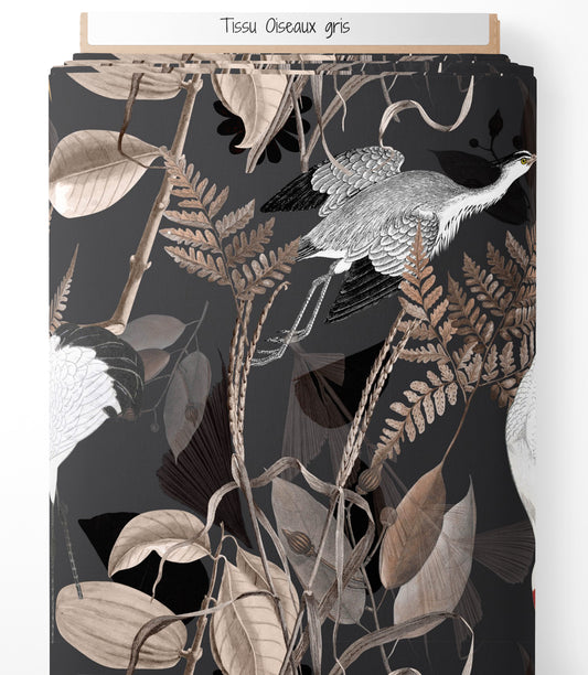 Tissu - Oiseaux gris