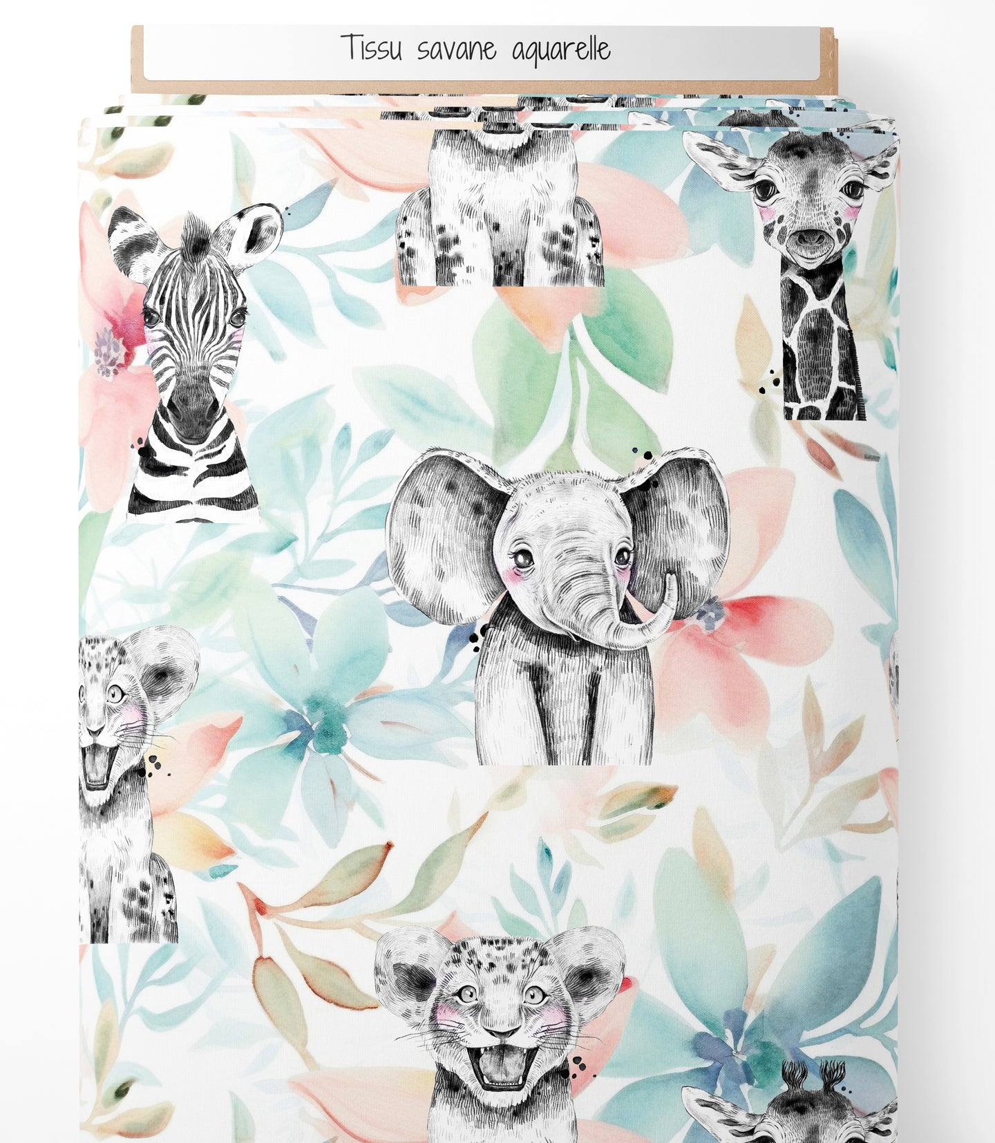 Tissu - savane aquarelle