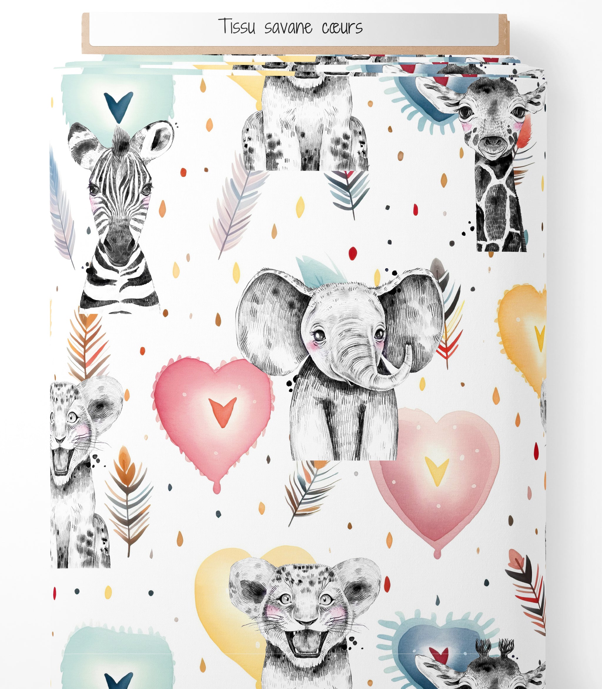 Tissu - savane coeurs