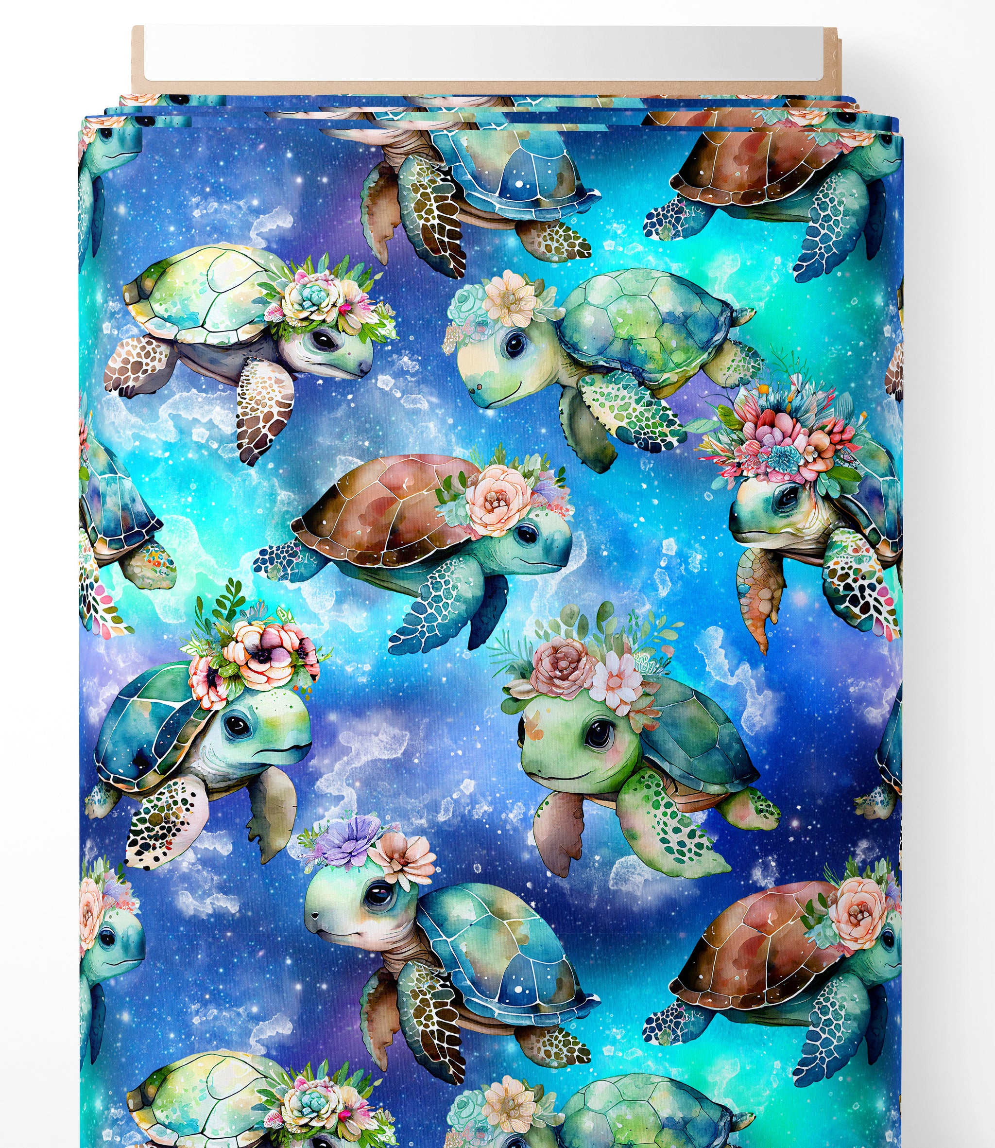 Tissu - Tortues floral