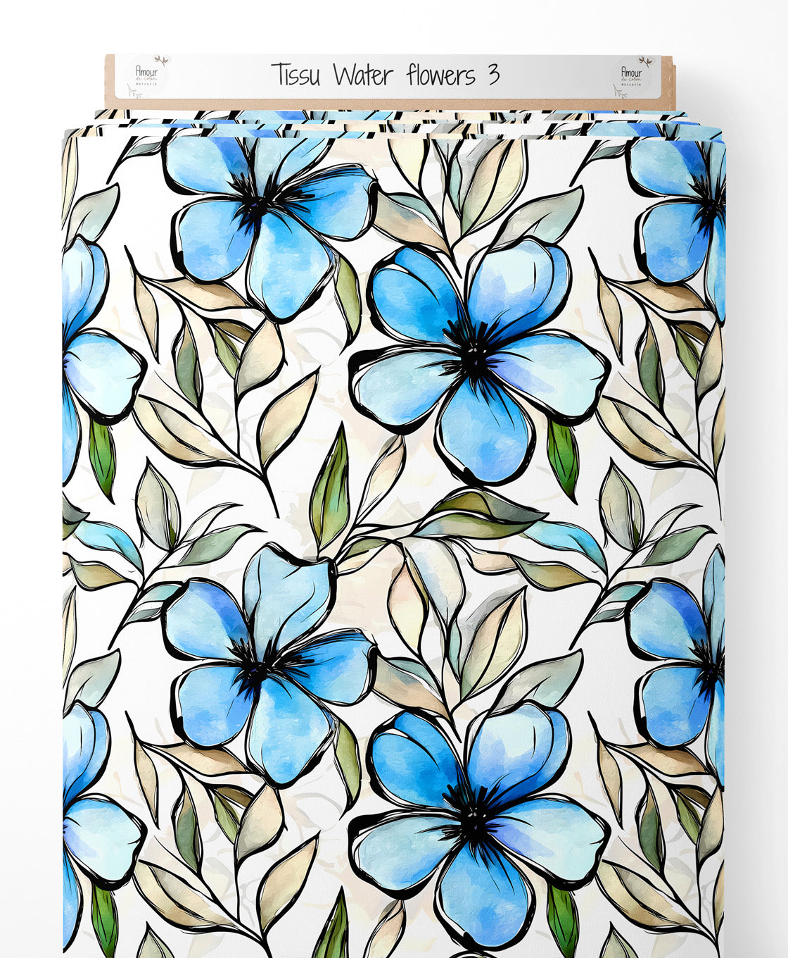 Tissu - water flowers 3