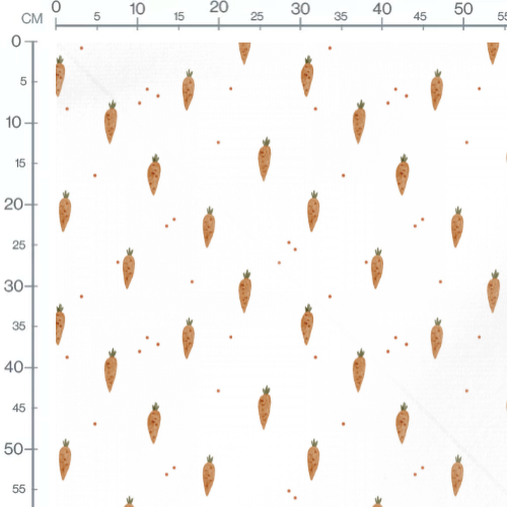 Tissu - Carottes et pois orange