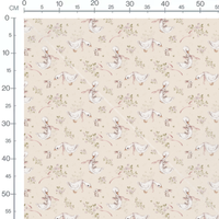 Tissu - Canards et lapins sur beige