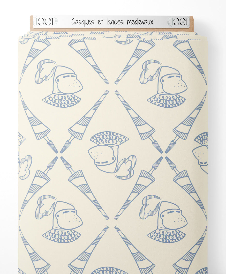 Tissu - Casques et lances médiévaux