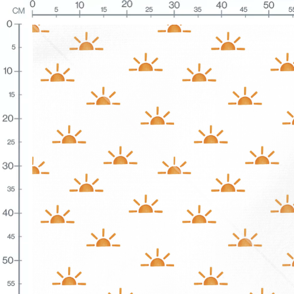 Tissu - Soleils orange sur blanc