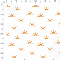 Tissu - Soleils orange sur blanc