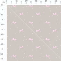 Tissu - Nœuds roses sur fond beige 2