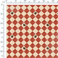 Tissu - Triangles rouges et feuilles
