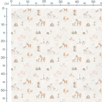 Tissu - Animaux de ferme doux beige