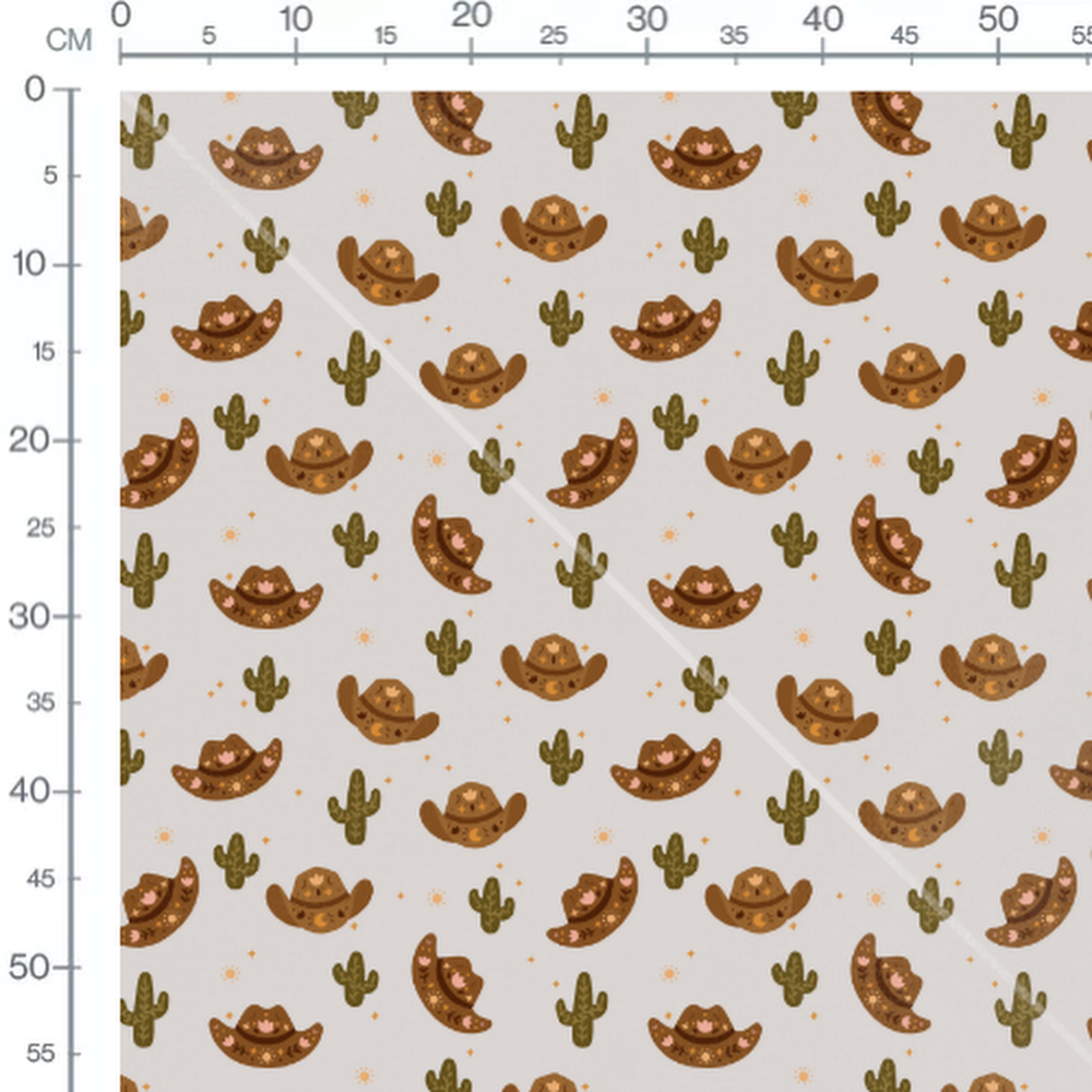 Tissu - Chapeaux cowboy sur gris clair