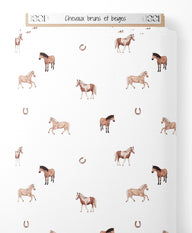 Tissu - Chevaux bruns et beiges