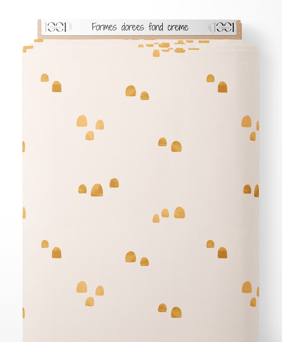 Tissu - Formes dorées sur fond crème