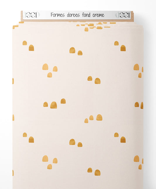 Tissu - Formes dorées sur fond crème