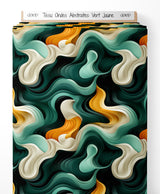 Tissu - Ondes Abstraites Vert Jaune