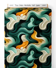 Tissu - Ondes Abstraites Vert Jaune