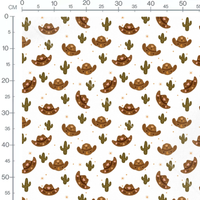 Tissu - Chapeaux cowboy sur blanc