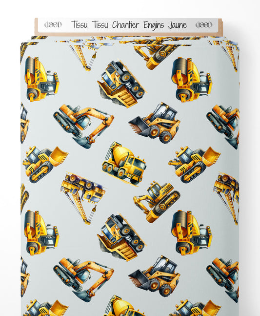 Tissu - Tissu Chantier Engins Jaune