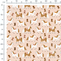 Tissu - Chevaux et bottes sur beige