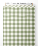 Tissu - Carreaux verts sur fond blanc 2