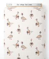 Tissu - Oies vintage sur fond crème