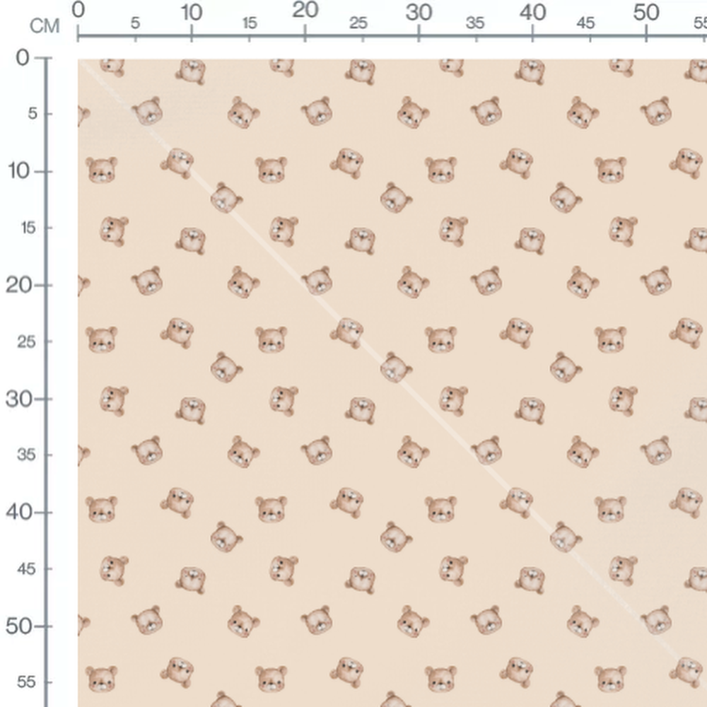 Tissu - Têtes d'ours aux expressions