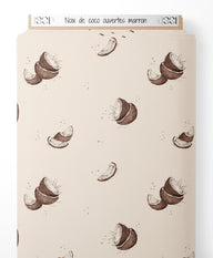 Tissu - Noix de coco ouvertes marron