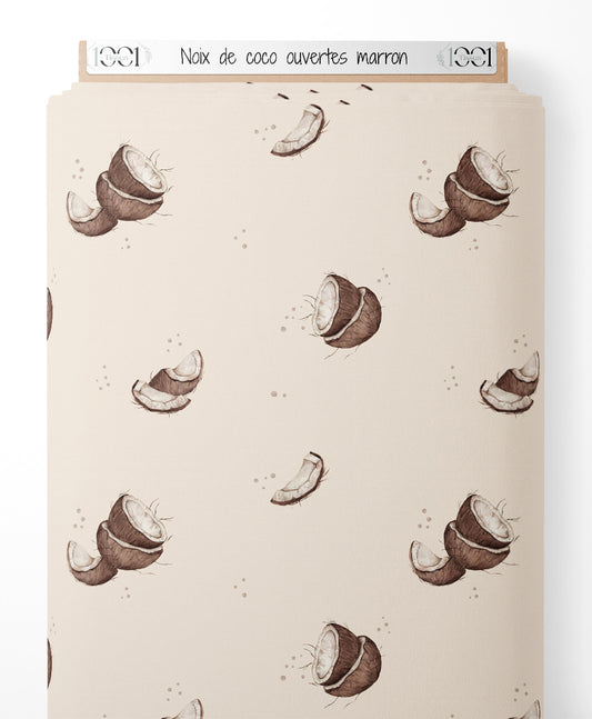 Tissu - Noix de coco ouvertes marron