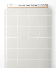 Tissu - Carreaux blancs sur fond gris