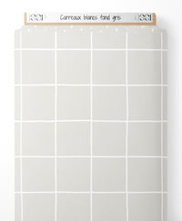 Tissu - Carreaux blancs sur fond gris