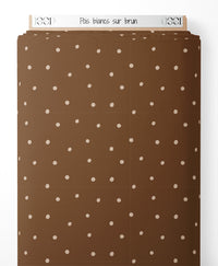 Tissu - Pois blancs sur brun