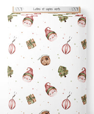Tissu - Lutins et sapins verts