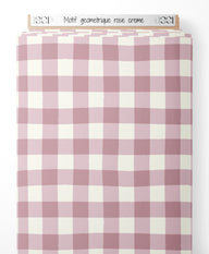 Tissu - Motif géométrique rose crème