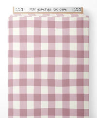 Tissu - Motif géométrique rose crème