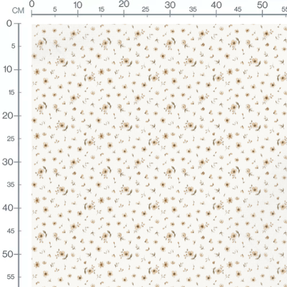 Tissu - Fleurs beige et marron doux 2