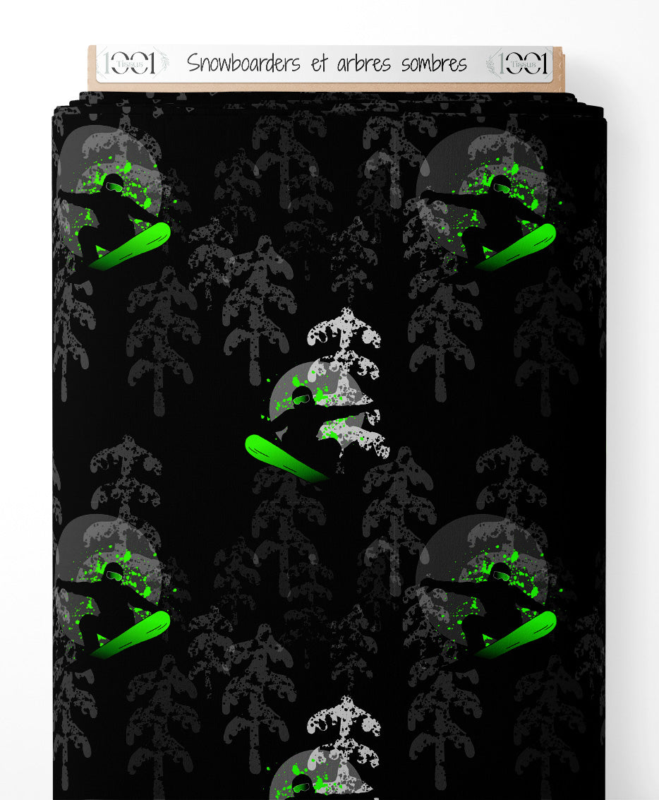 Tissu - Snowboarders et arbres sombres
