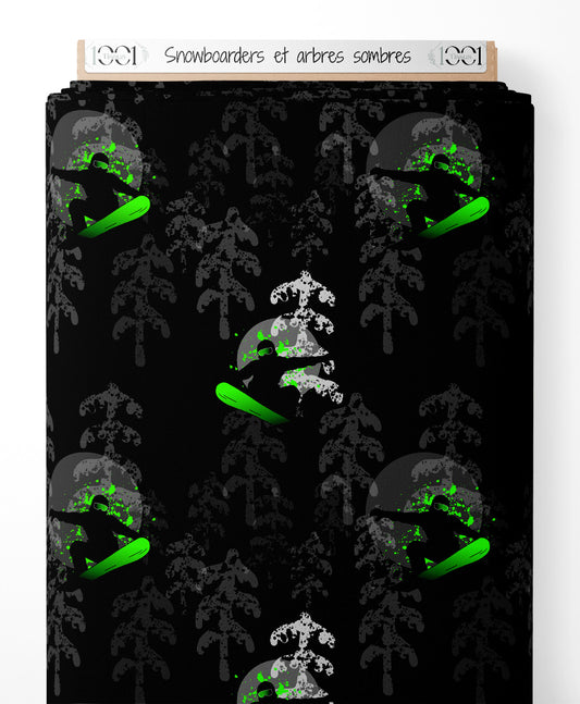 Tissu - Snowboarders et arbres sombres