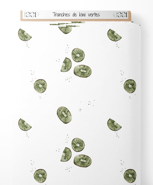 Tissu - Tranches de kiwi vertes