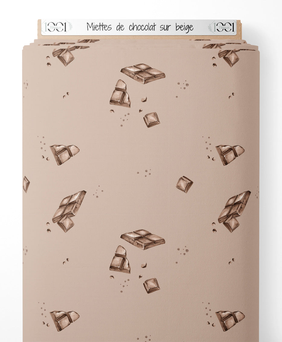 Tissu - Miettes de chocolat sur beige