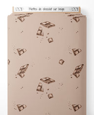Tissu - Miettes de chocolat sur beige