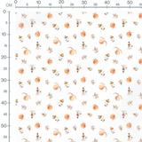 Tissu - Pêches et feuilles aquarelle