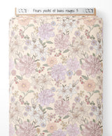 Tissu - Fleurs pastel et baies rouges 3