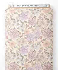 Tissu - Fleurs pastel et baies rouges 3