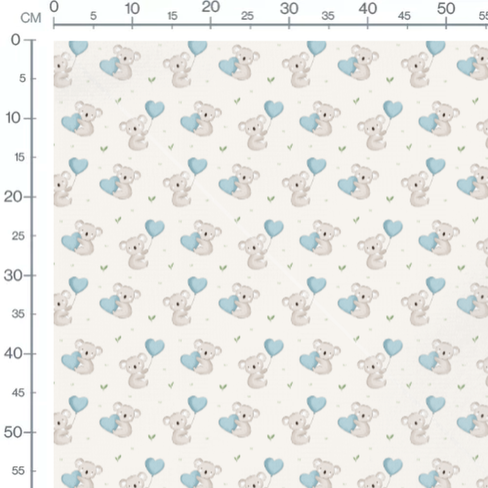 Tissu - Koalas et ballons bleus