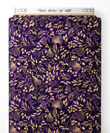 Tissu - Fleurs dorées sur violet