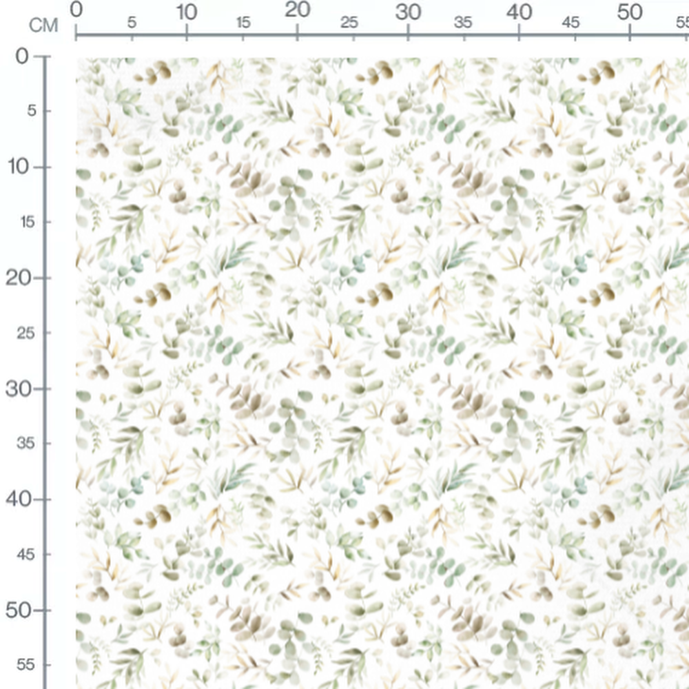 Tissu - Feuilles aquarelle vertes et beige