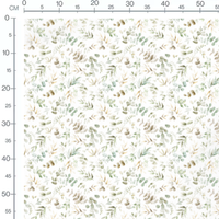 Tissu - Feuilles aquarelle vertes et beige